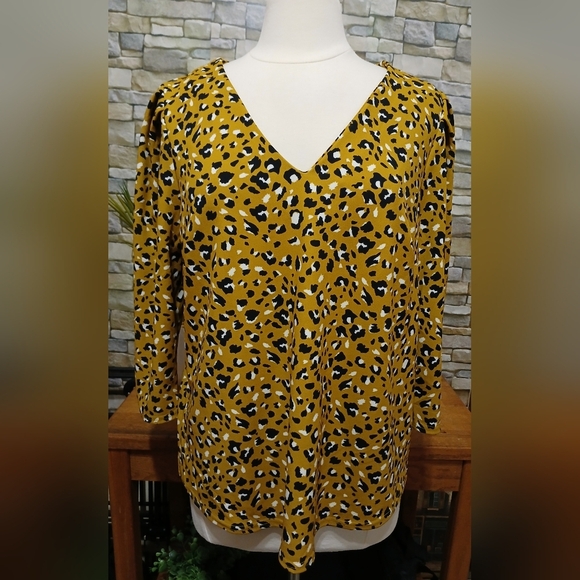 Melloday XL Leopard Print V-Neck Women's Top‎ - Picture 1 of 4